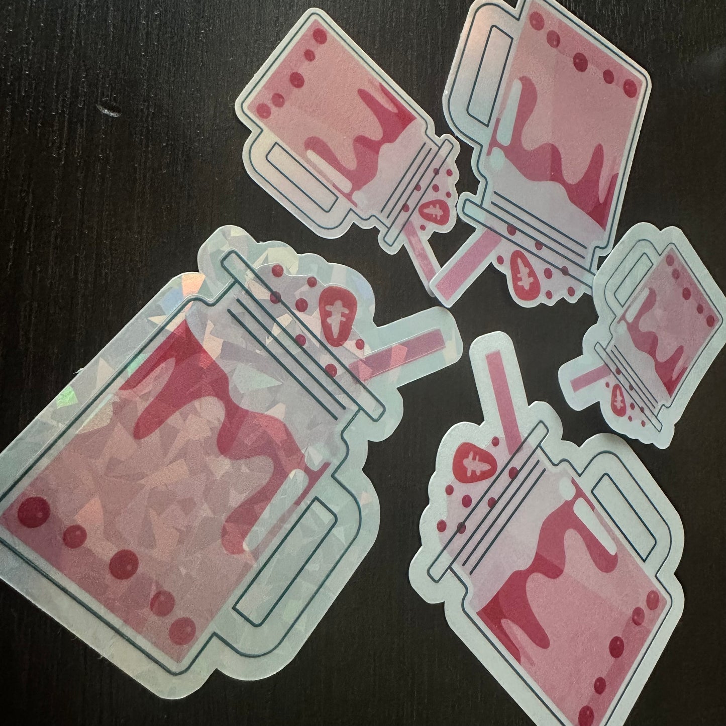 Strawberry boba tea jar sticker