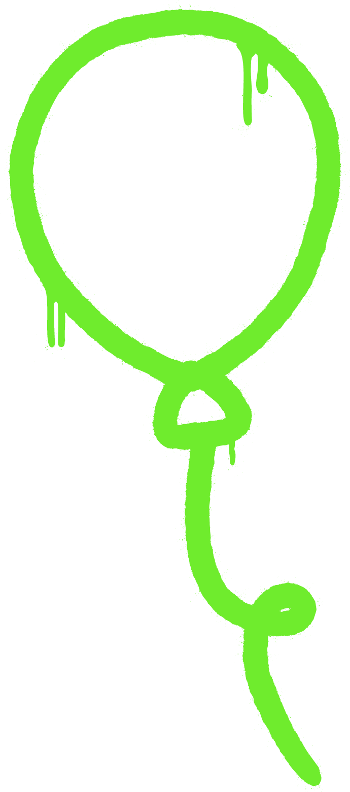 Green Balloon Sticker | Neon Pop Art Decal | Sticker for Laptops, Water Bottles, & Party Favors - L3B LABS2 inClear