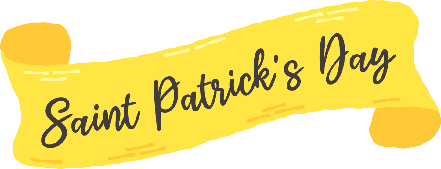 Saint Patrick's Day Scroll Sticker | Golden Banner Decal with Cursive Script | Festive Holiday Decor for Planners, Journals, & Stationery - L3B LABS2 inClear
