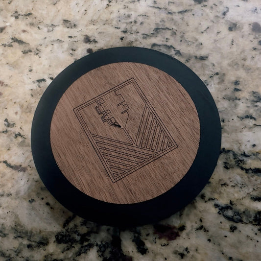 Custom Engraved Hybrid Wood Coaster - L3B LABSWalnut woodBlack