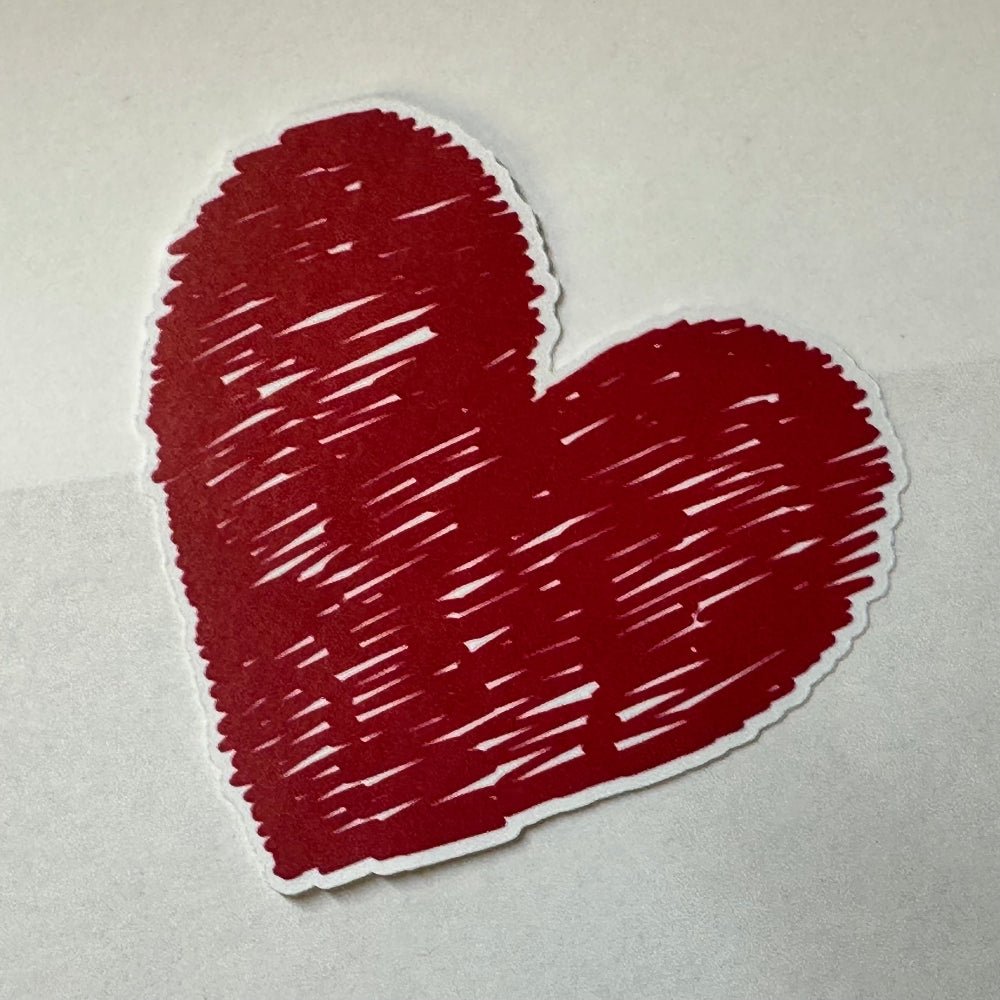 Cute Full Scribble Red Heart Valentines Sticker - L3B LABS2 inClear