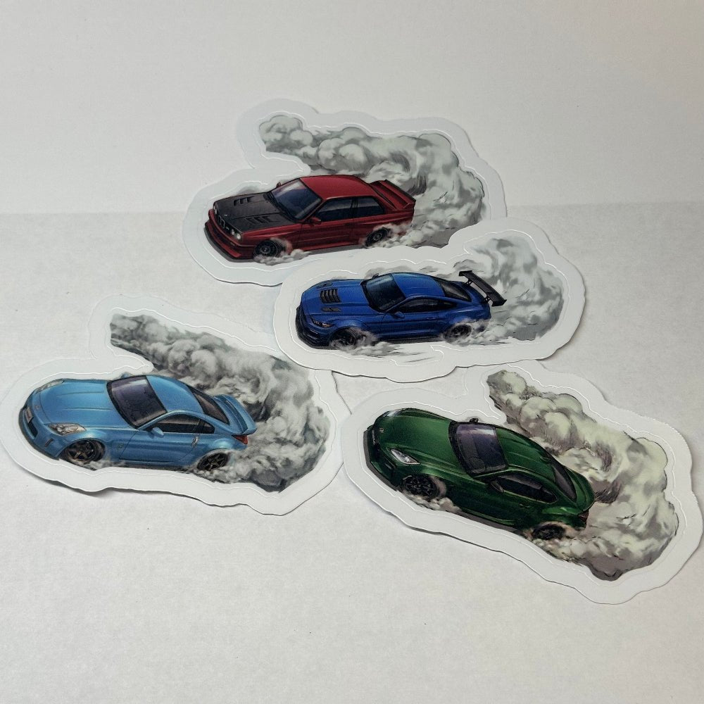 Drift Car Sticker Bundle 4 - Piece JDM & Muscle Car Decals - L3B LABS2 inch