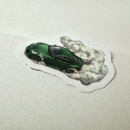 JDM Style Green Drifting Sports Car Sticker - L3B LABS2 inClear