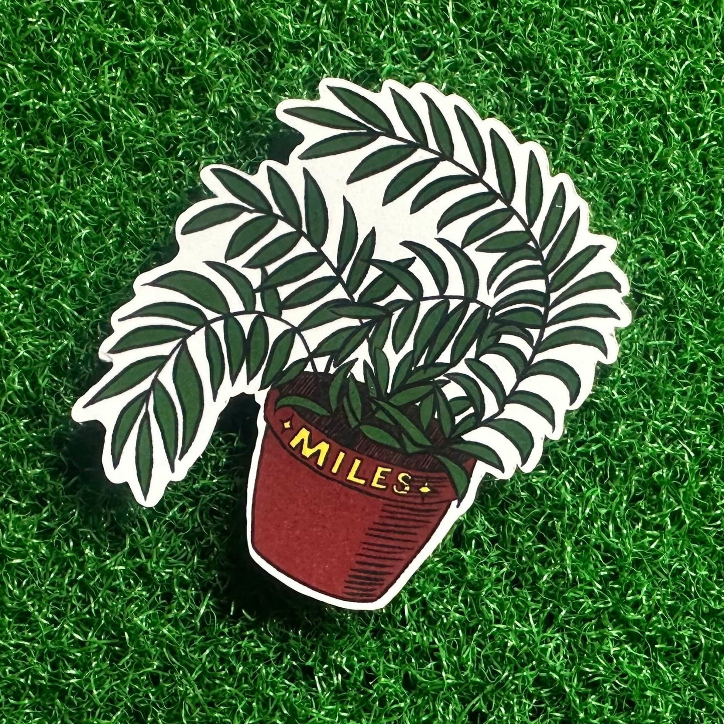L3BLABS X Milesperhrr Cute "Miles The Fern" Flower Pot Sticker - L3B LABS2 inClear