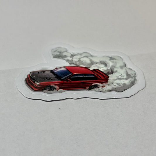 Retro Style Red Drifting Car Sticker - L3B LABS2 inClear