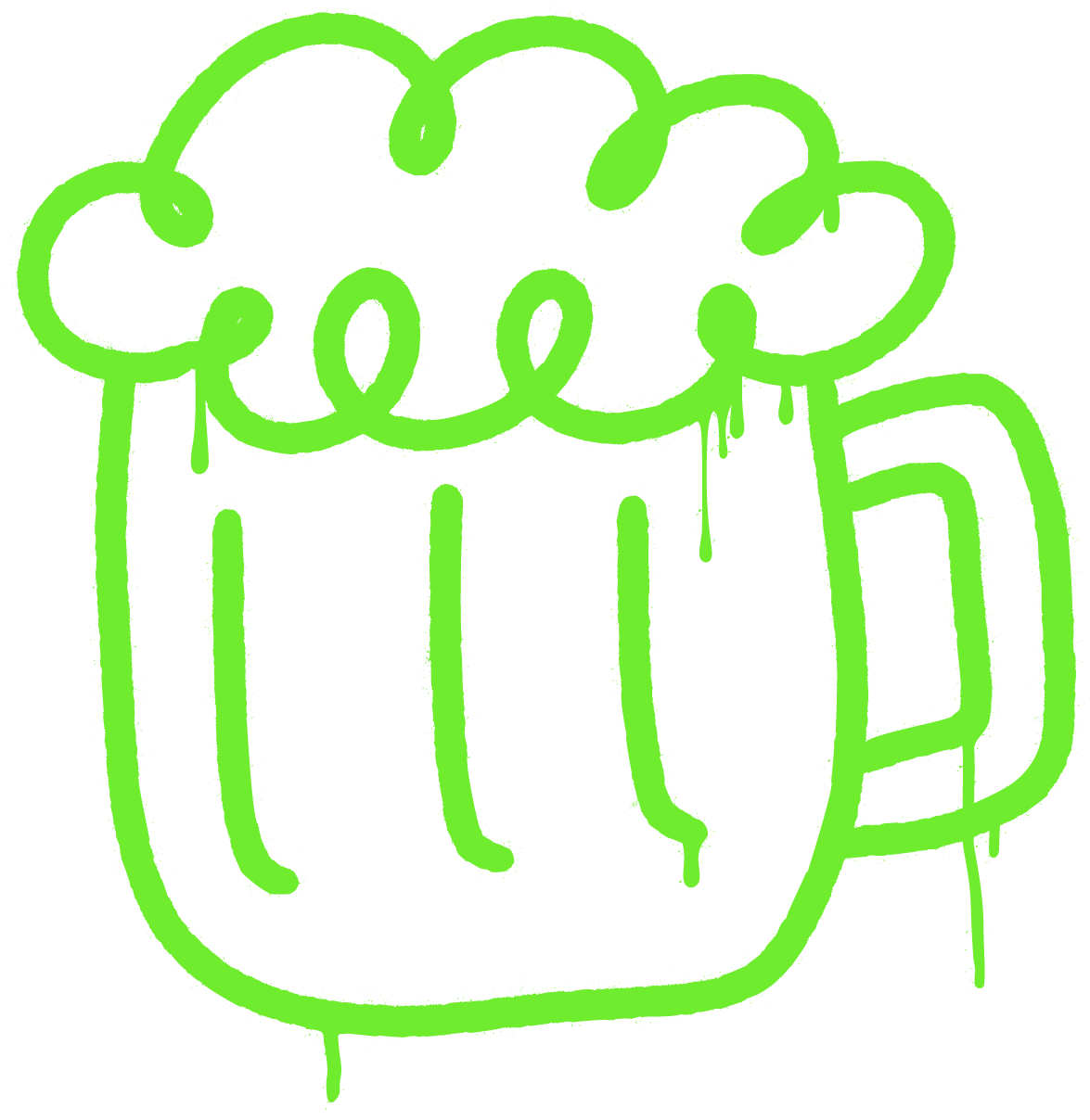 St. Patrick's Day Beer Mug Sticker | Neon Green Graffiti Decal | Edgy Irish Celebration Gift for Laptops, Coolers, & Hydro Flasks - L3B LABS2 inClear