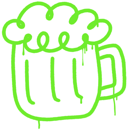 St. Patrick's Day Beer Mug Sticker | Neon Green Graffiti Decal | Edgy Irish Celebration Gift for Laptops, Coolers, & Hydro Flasks - L3B LABS2 inClear