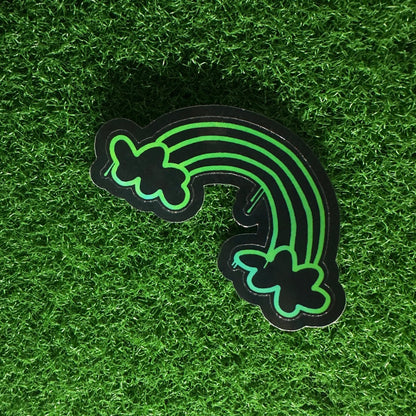 St. Patrick's Day Rainbow Sticker | Neon Green Spray Paint Decal | Edgy Lucky Charm for Laptops, Lockers, & Water Bottles - L3B LABS2 inClear