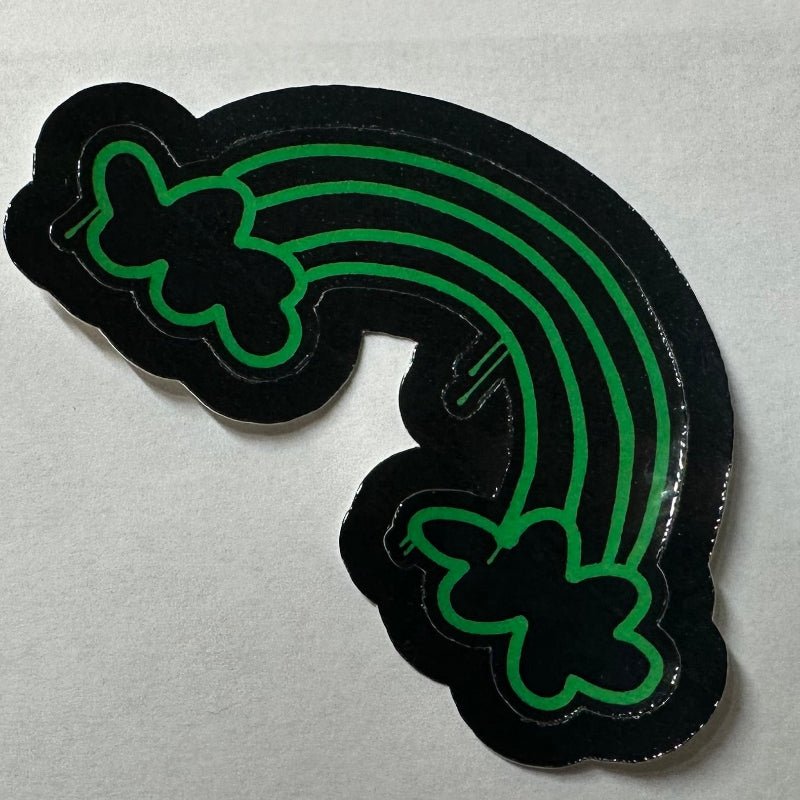 St. Patrick's Day Rainbow Sticker | Neon Green Spray Paint Decal | Edgy Lucky Charm for Laptops, Lockers, & Water Bottles - L3B LABS2 inClear