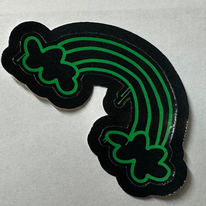 St. Patrick's Day Rainbow Sticker | Neon Green Spray Paint Decal | Edgy Lucky Charm for Laptops, Lockers, & Water Bottles - L3B LABS2 inClear