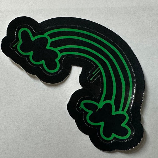 St. Patrick's Day Rainbow Sticker | Neon Green Spray Paint Decal | Edgy Lucky Charm for Laptops, Lockers, & Water Bottles - L3B LABS2 inClear