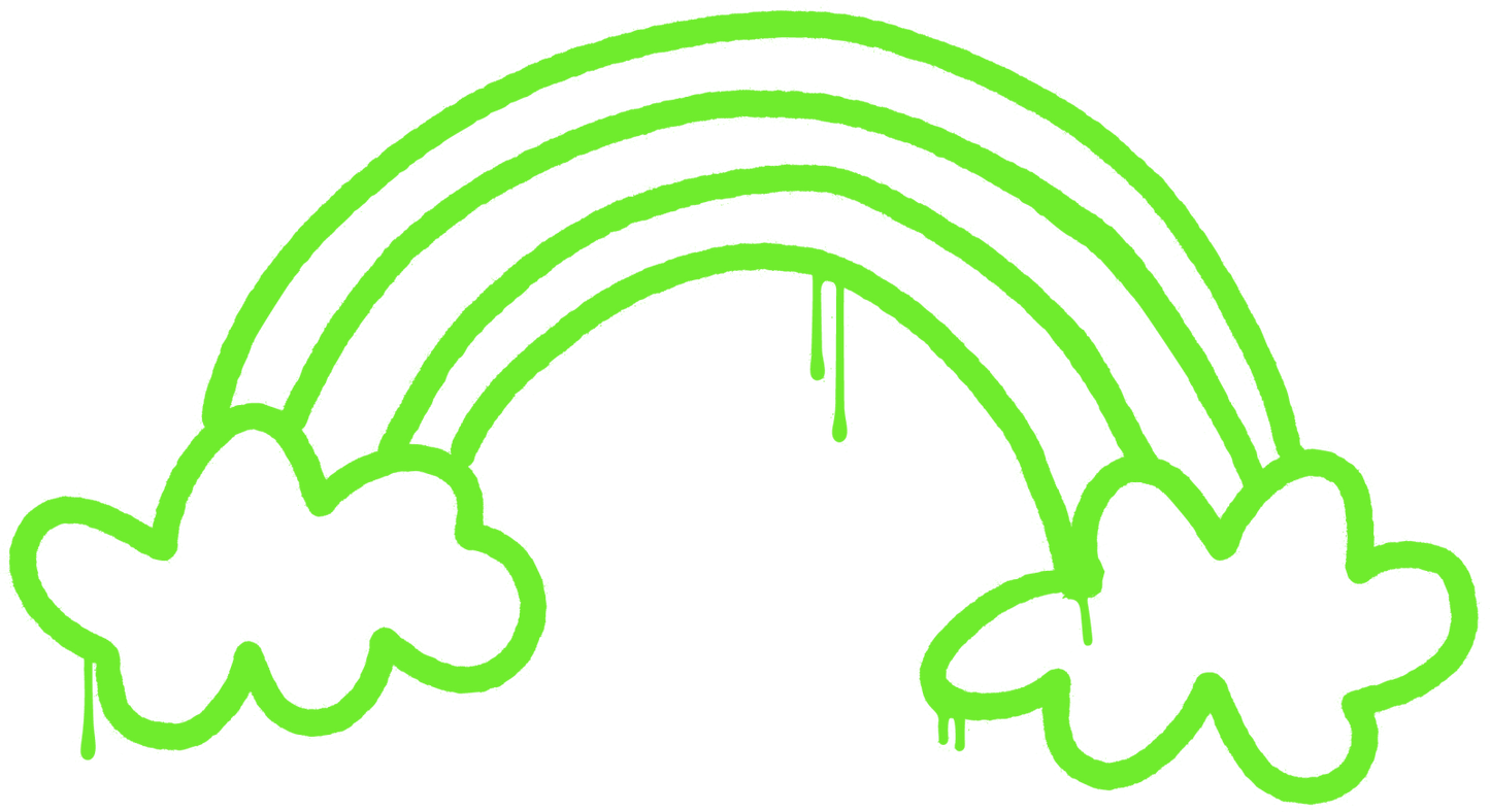 St. Patrick's Day Rainbow Sticker | Neon Green Spray Paint Decal | Edgy Lucky Charm for Laptops, Lockers, & Water Bottles - L3B LABS2 inClear