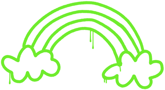 St. Patrick's Day Rainbow Sticker | Neon Green Spray Paint Decal | Edgy Lucky Charm for Laptops, Lockers, & Water Bottles - L3B LABS2 inClear