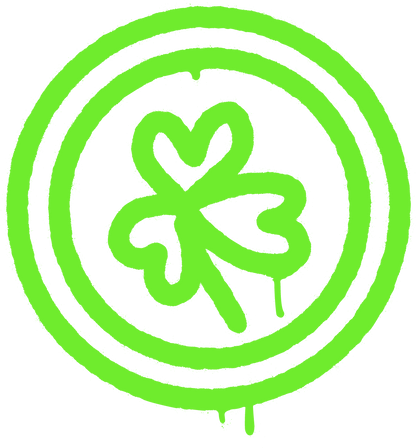 St. Patrick's Day Shamrock Coin Sticker | Neon Green Spray Paint Coin Decal | Edgy Lucky Charm for Laptops, Lockers, & Water Bottles - L3B LABS2 inClear