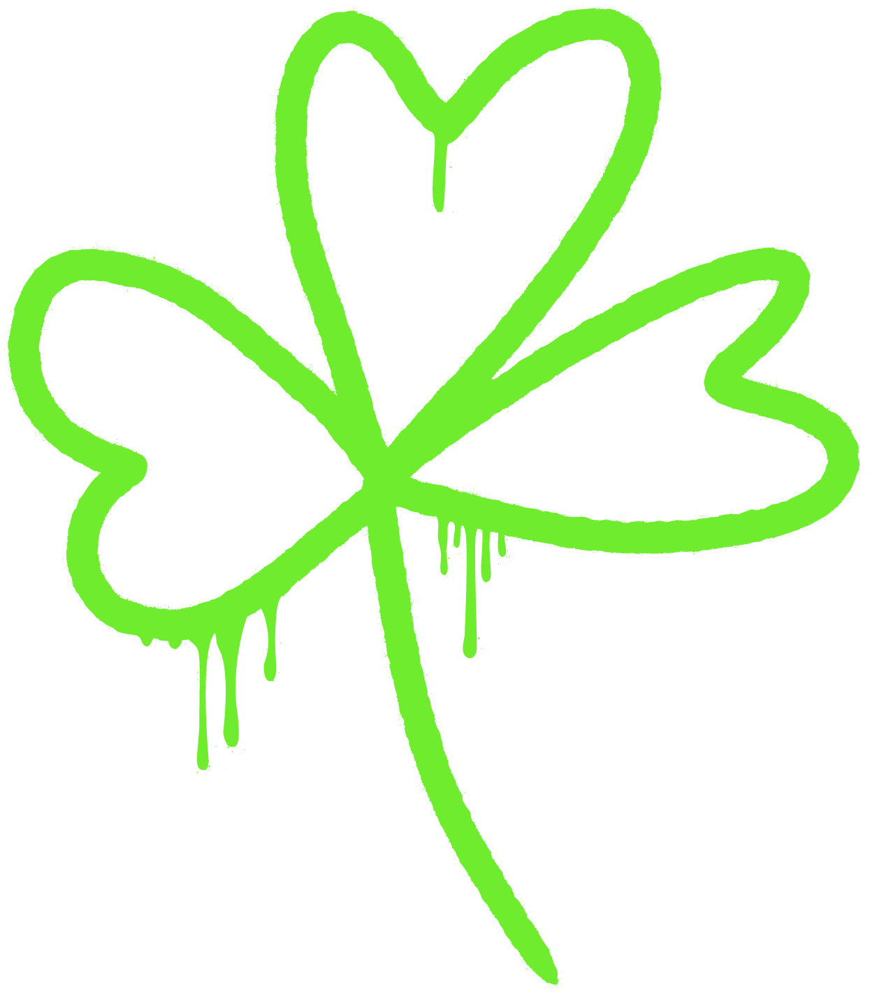 St. Patrick's Day Shamrock Sticker | Neon Green Spray Paint Decal | Edgy Lucky Charm for Laptops, Lockers, & Water Bottles - L3B LABS2 inClear