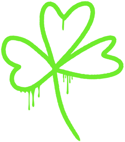 St. Patrick's Day Shamrock Sticker | Neon Green Spray Paint Decal | Edgy Lucky Charm for Laptops, Lockers, & Water Bottles - L3B LABS2 inClear
