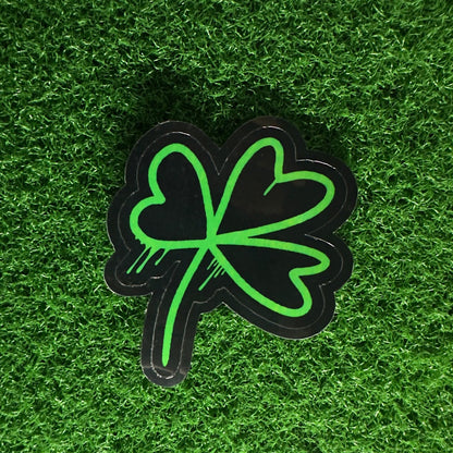 St. Patrick's Day Shamrock Sticker | Neon Green Spray Paint Decal | Edgy Lucky Charm for Laptops, Lockers, & Water Bottles - L3B LABS2 inClear