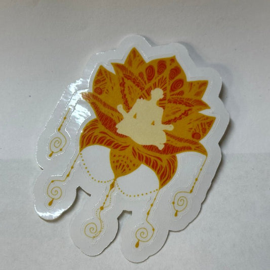 Yellow Lotus Meditation Sticker - L3B LABS2 inClear